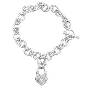 1/4 CT TW Diamond Heart Toggle Bracelet